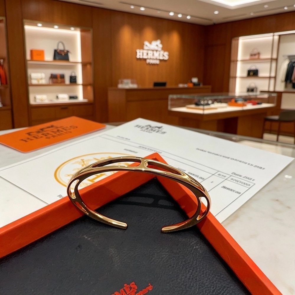 Hermes Gold Openwork Cuff Bracelet - Picture 9 of 9